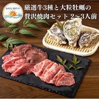 お中元｜厳選牛3種と大粒牡蠣の贅沢焼肉セット-2～3人前 送料込のし付
